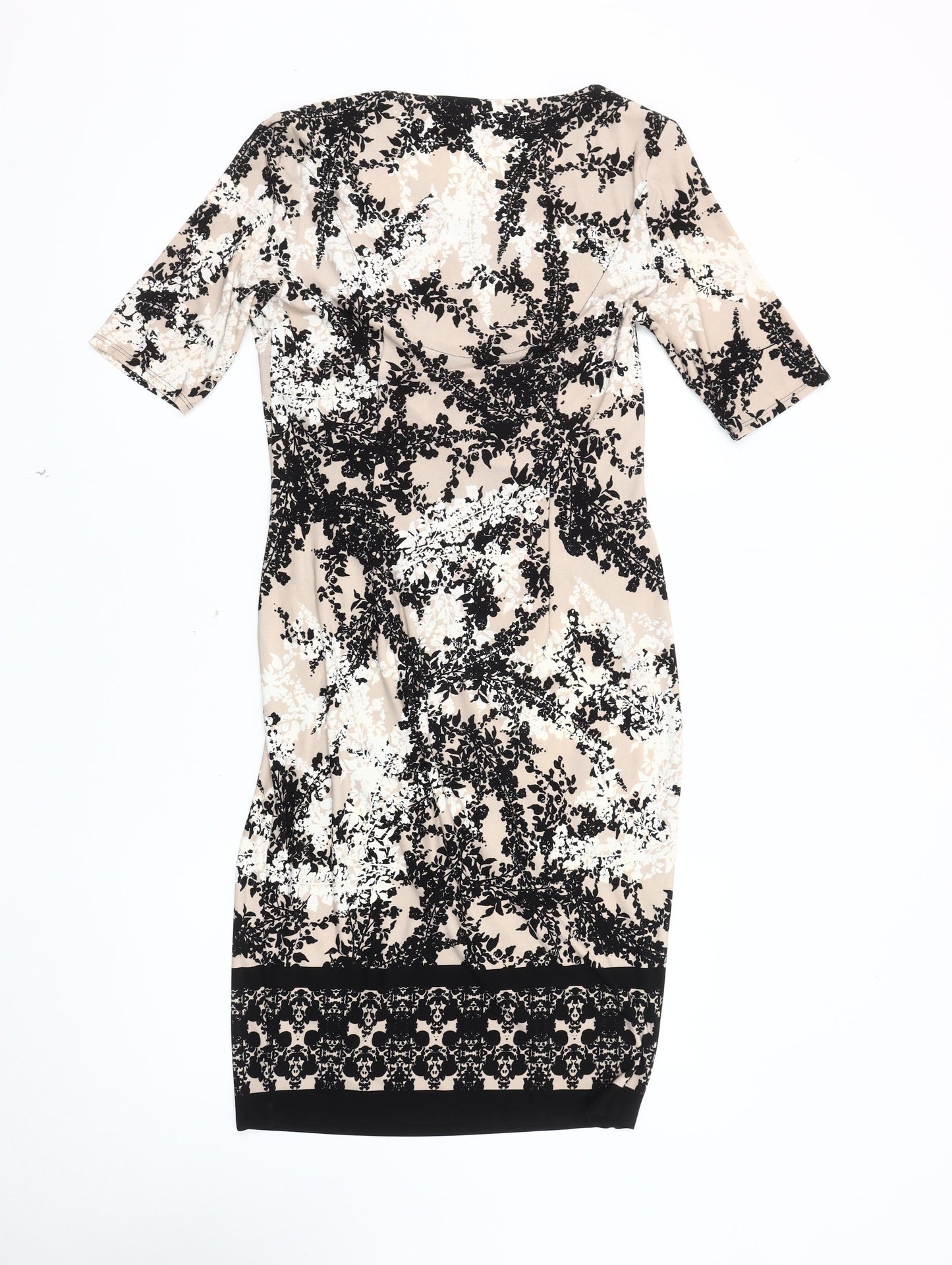 Marks and Spencer Women's Beige Floral Dress Size 10