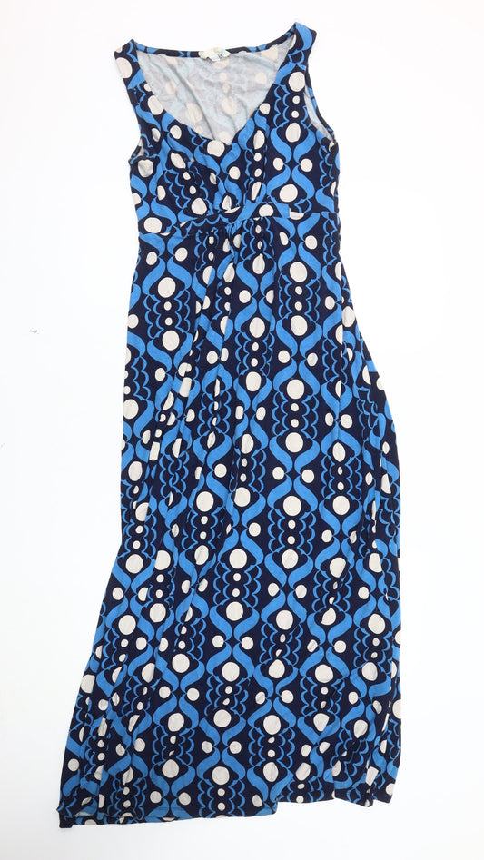 Boden Women's Blue Geometric V-Neck Maxi Dress