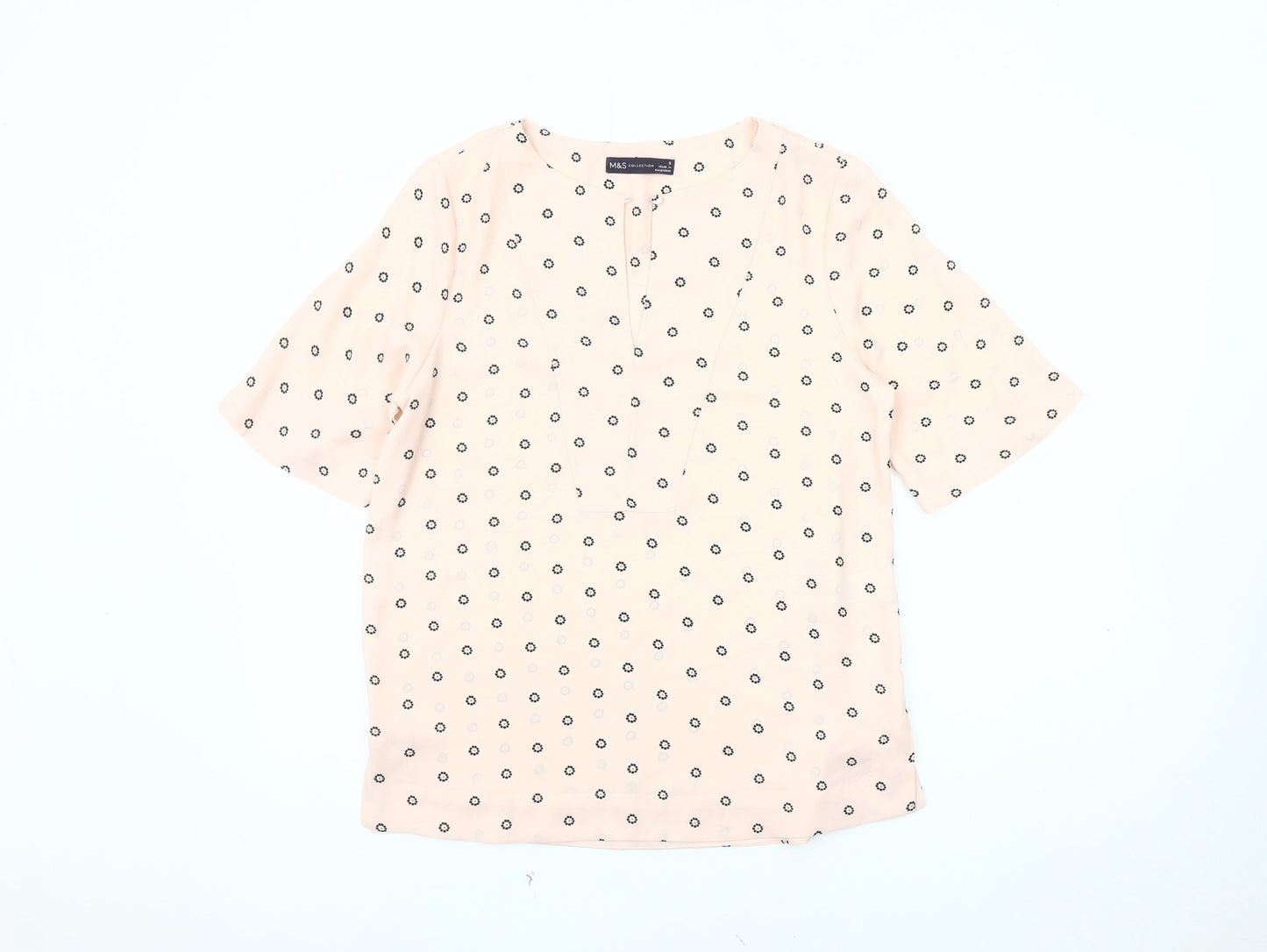 Marks and Spencer Women's Pink Floral Blouse - Size 8