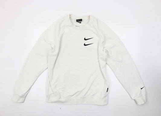 Nike Men's White Sweatshirt M Logo Graphic Print