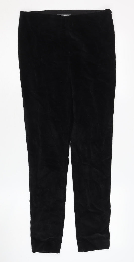 Laura Ashley Women's Black Velvet Skinny Trousers Size 10