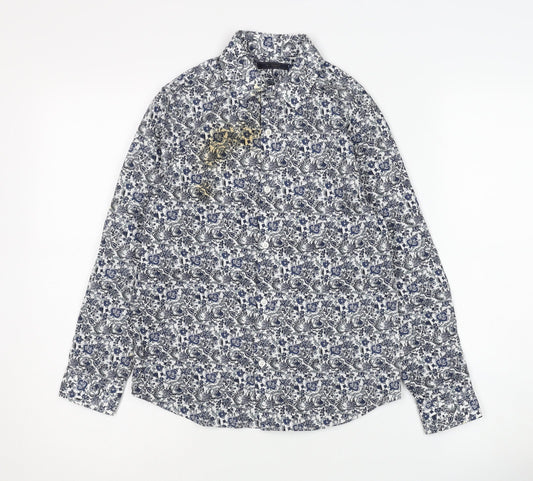 Next Boys' Multicoloured Floral Button-Up Shirt, Size 10