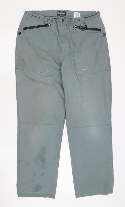 Rohan Men's Grey Trousers, Size 34, Zip Pockets