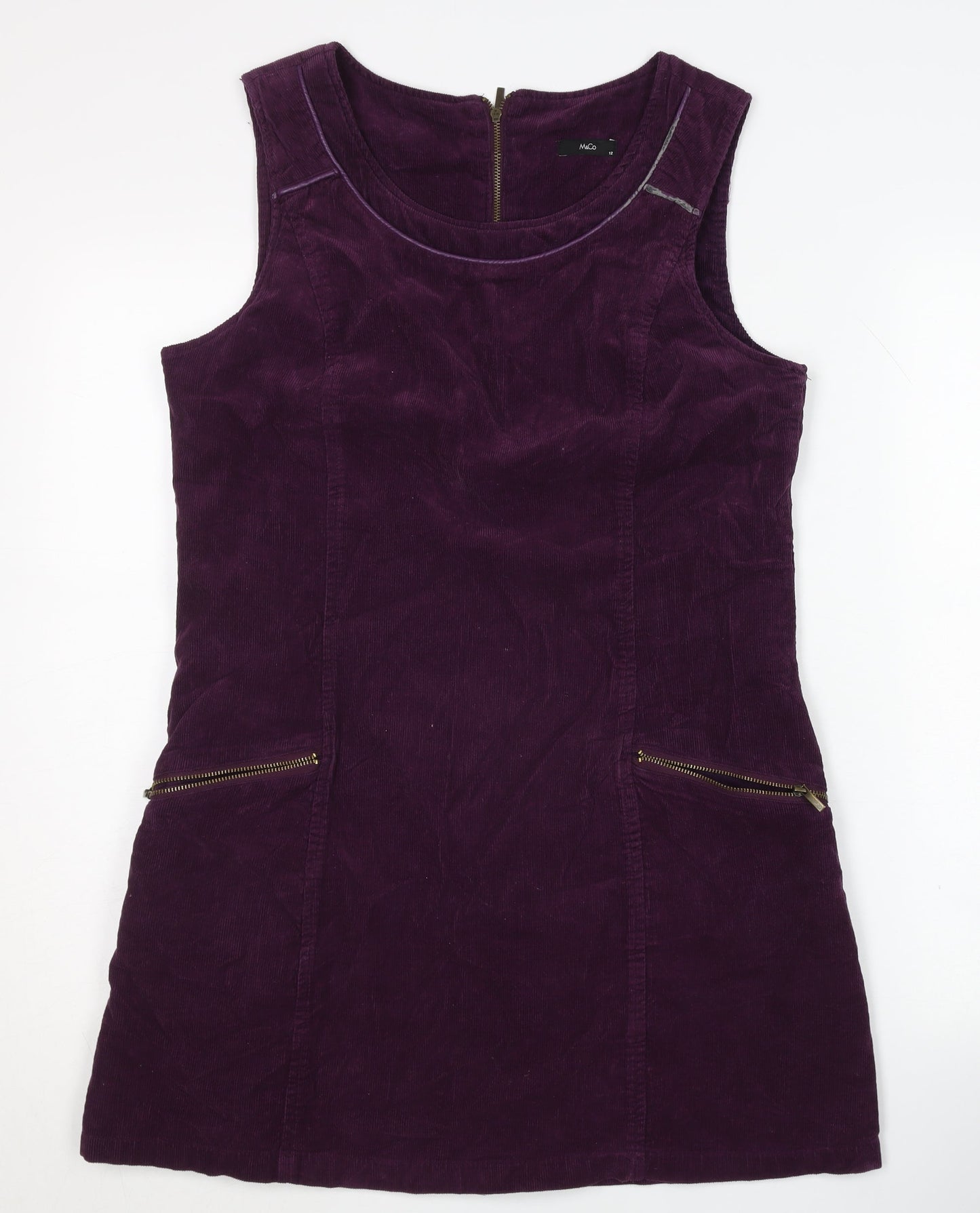M&Co Women's Purple Corduroy Pinafore Dress Size 12