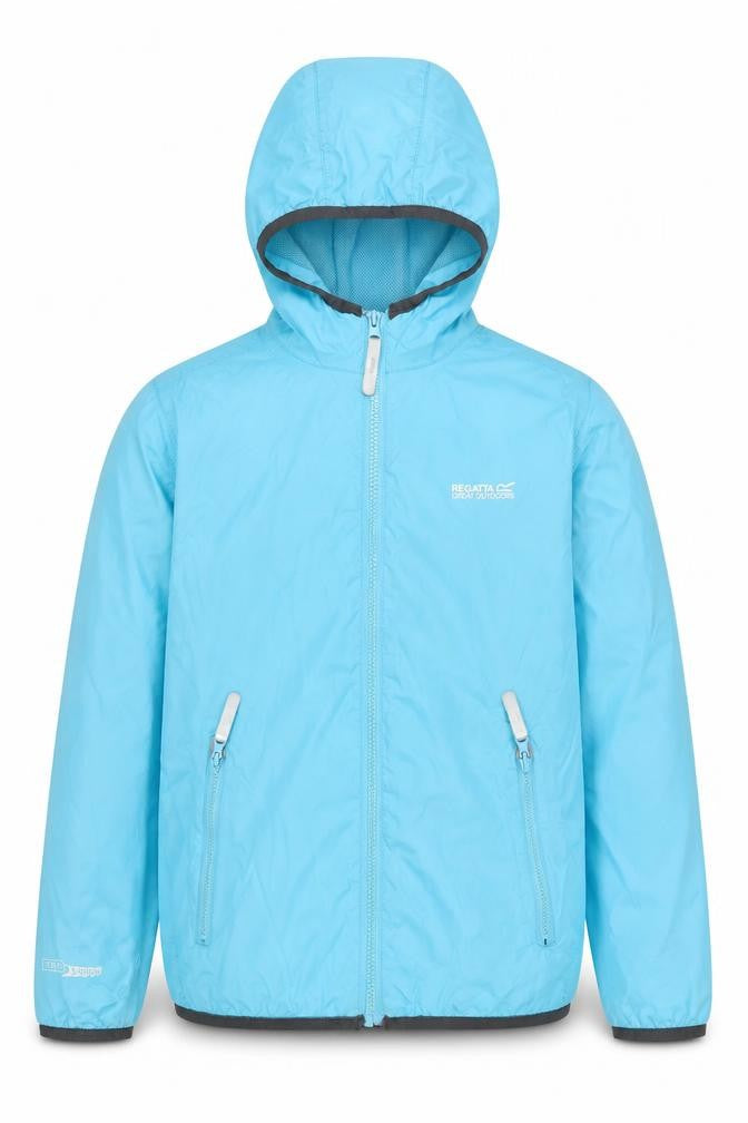 Front view of Regatta boys’ blue windbreaker jacket 9-10 yrs