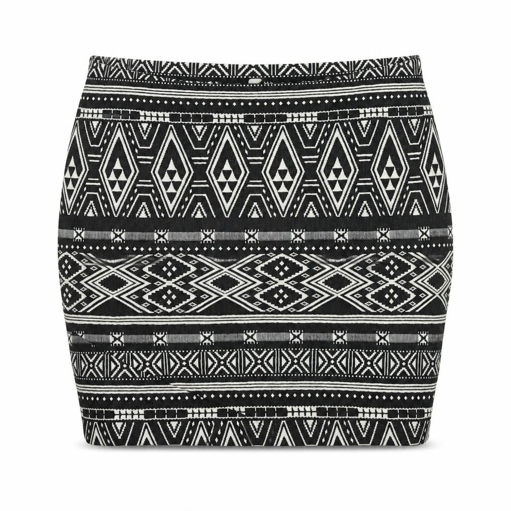 H&M Women's Black Geometric Pencil Skirt Size L
