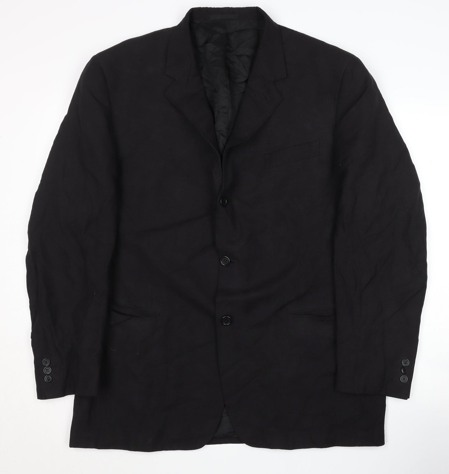 Jaeger Men's Black Wool Long Blazer - Size 54L, Formal Jacket