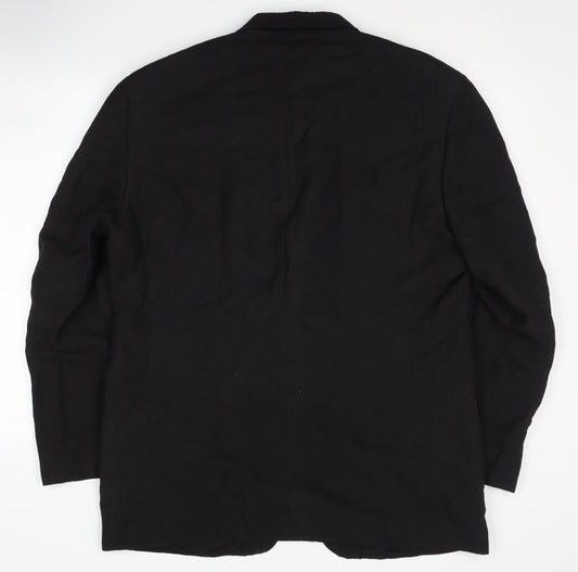 Jaeger Men's Black Wool Long Blazer - Size 54L, Formal Jacket