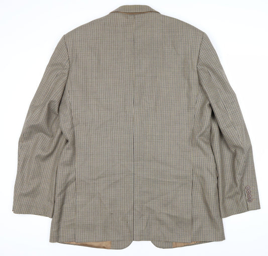 Marks and Spencer Men Beige Check Wool Blazer 42L