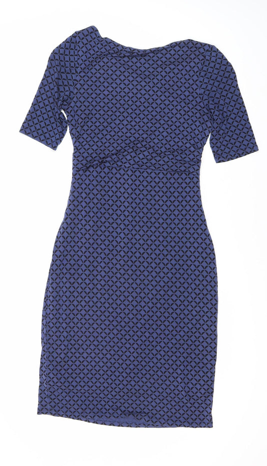 Boden Women's Blue Geometric Bodycon Dress Size 16