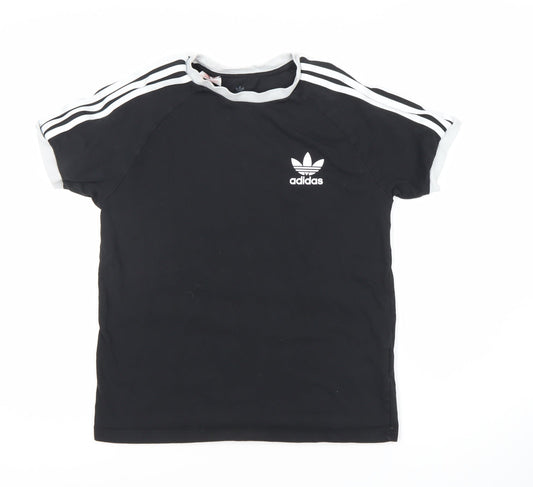 Adidas Boys Black T-Shirt, Age 11-12, Short Sleeve, Logo Accent