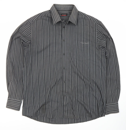 Pierre Cardin Men's XL Black Striped Dress Shirt