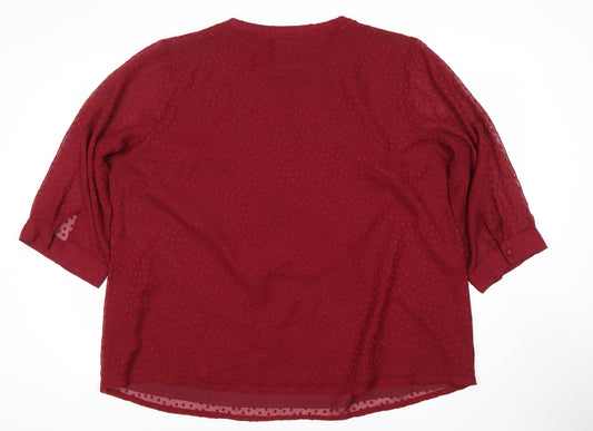 Ulla Popken Women's Red Polka Dot Blouse Size 26
