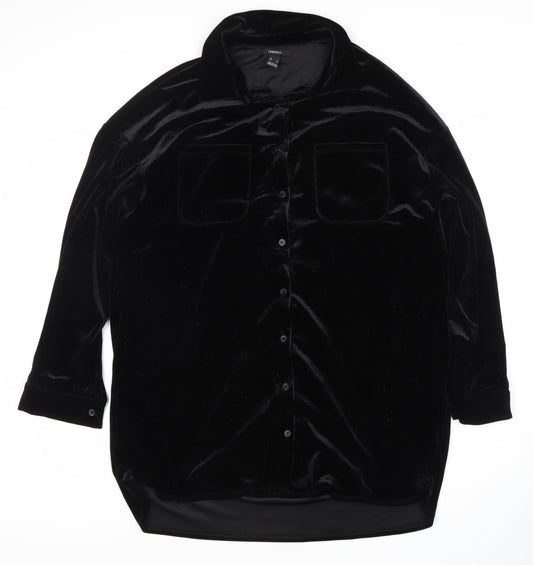 Forever 21 Women's Black Velvet Button-Up Shirt