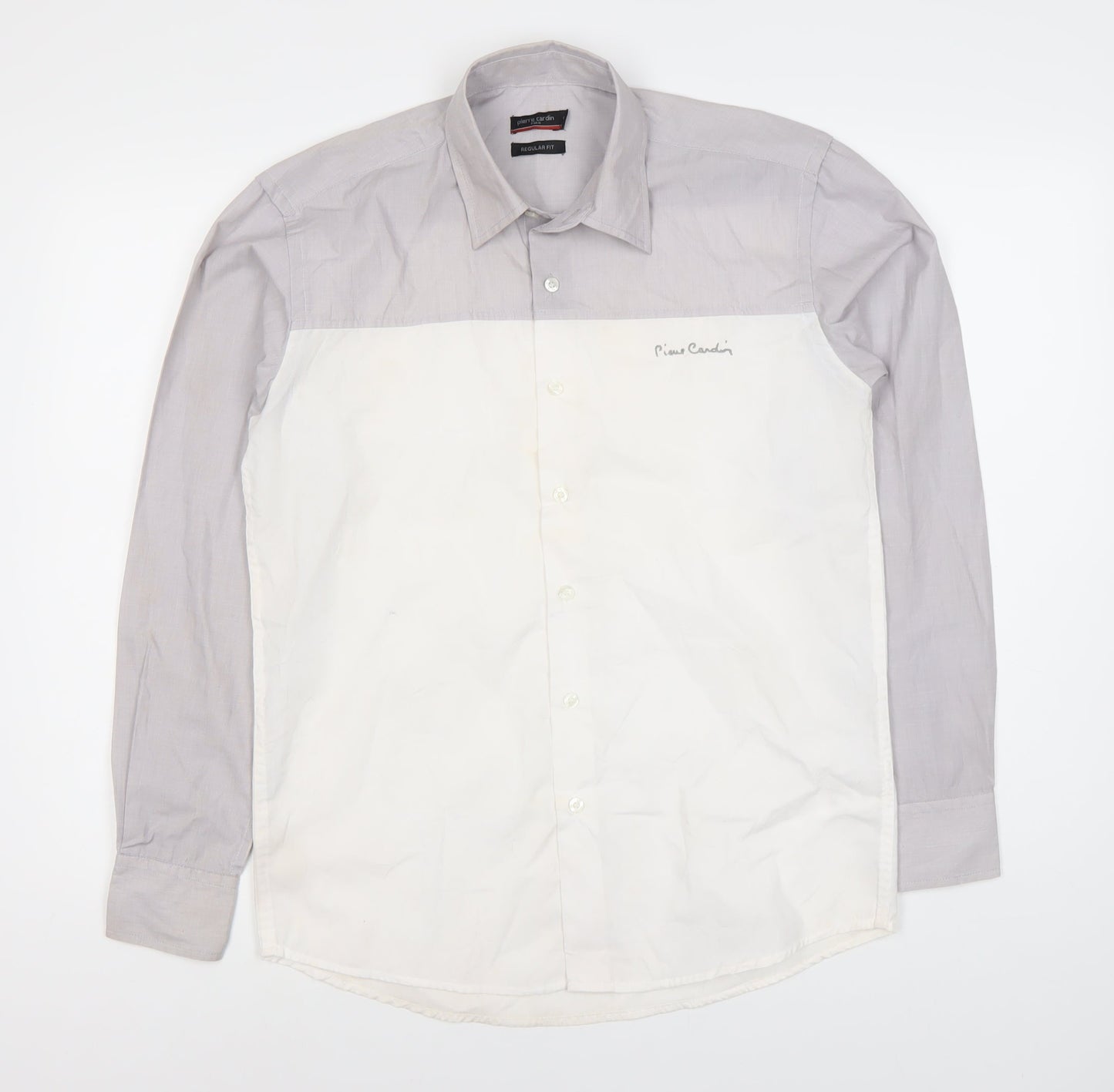Pierre Cardin Men's Grey S Regular Fit Dress Shirt