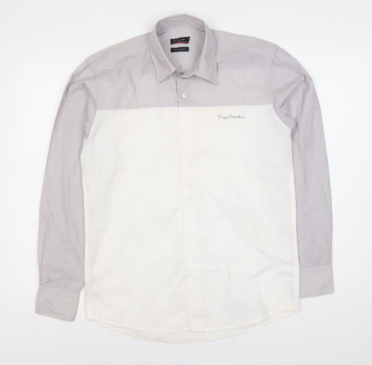Pierre Cardin Men's Grey S Regular Fit Dress Shirt