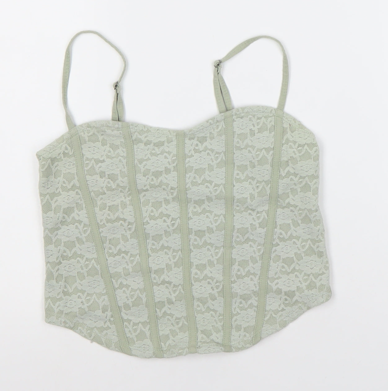 Hollister Women's Green Camisole Lace Tank Top M