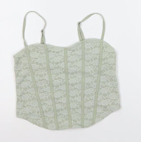 Hollister Women's Green Camisole Lace Tank Top M