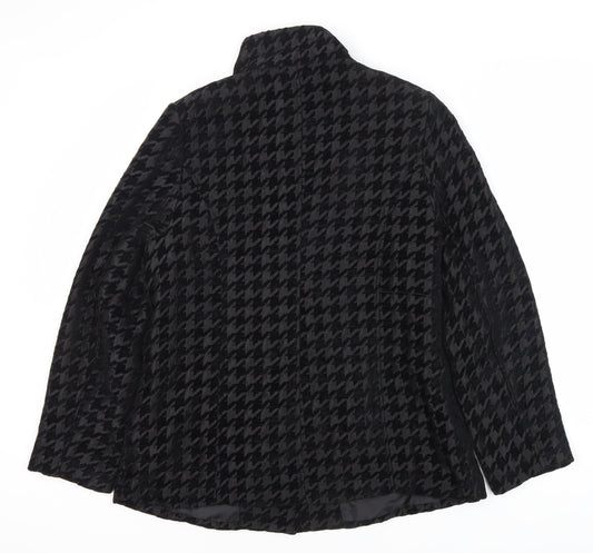 TIGI Women's Black Checkered Mid-Length Coat - Size 12