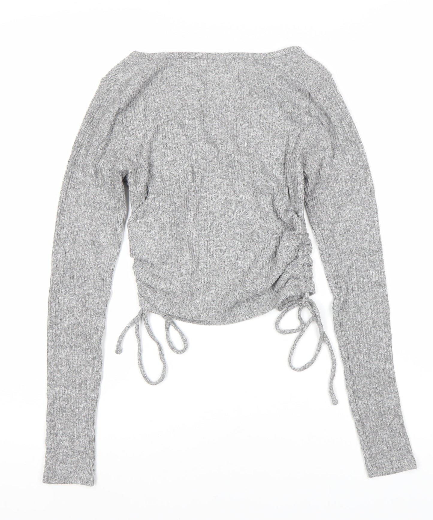 Hollister Women's Grey Cropped Button-Up Top Size S