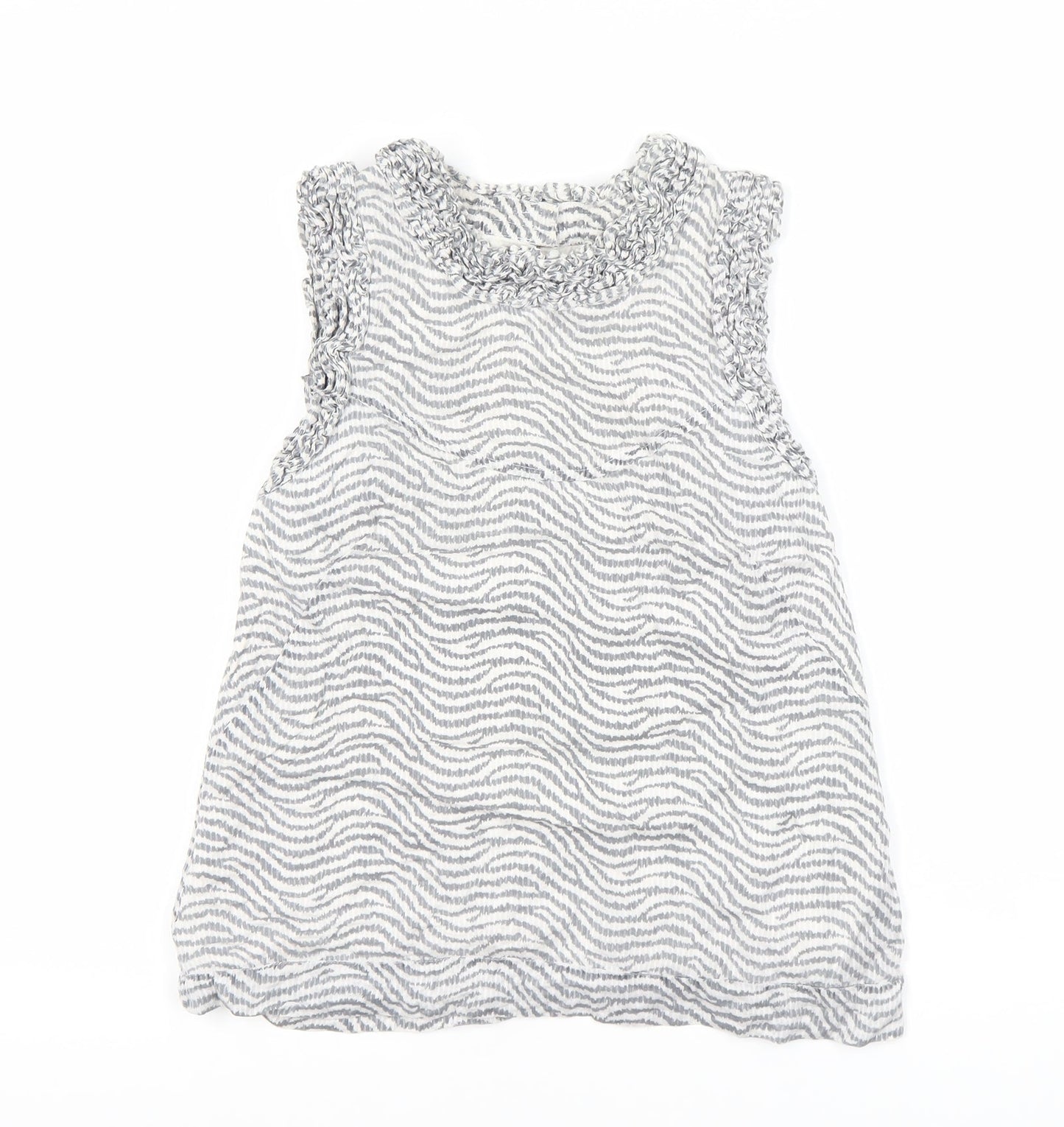 French Connection Women's White Striped Blouse - Size 10