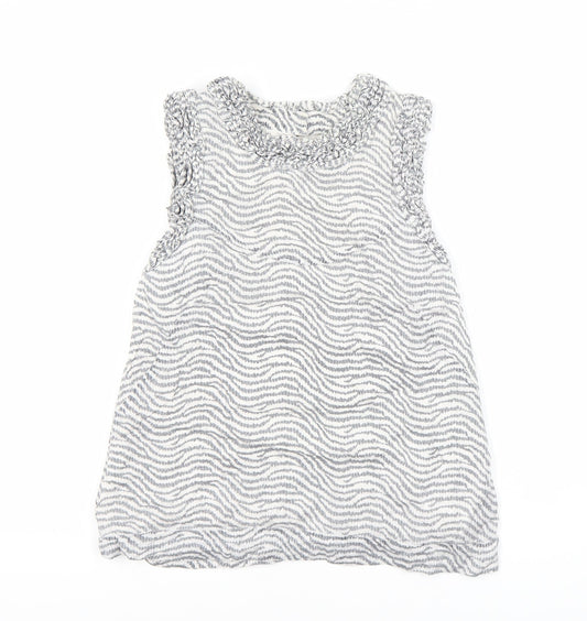 French Connection Women's White Striped Blouse - Size 10