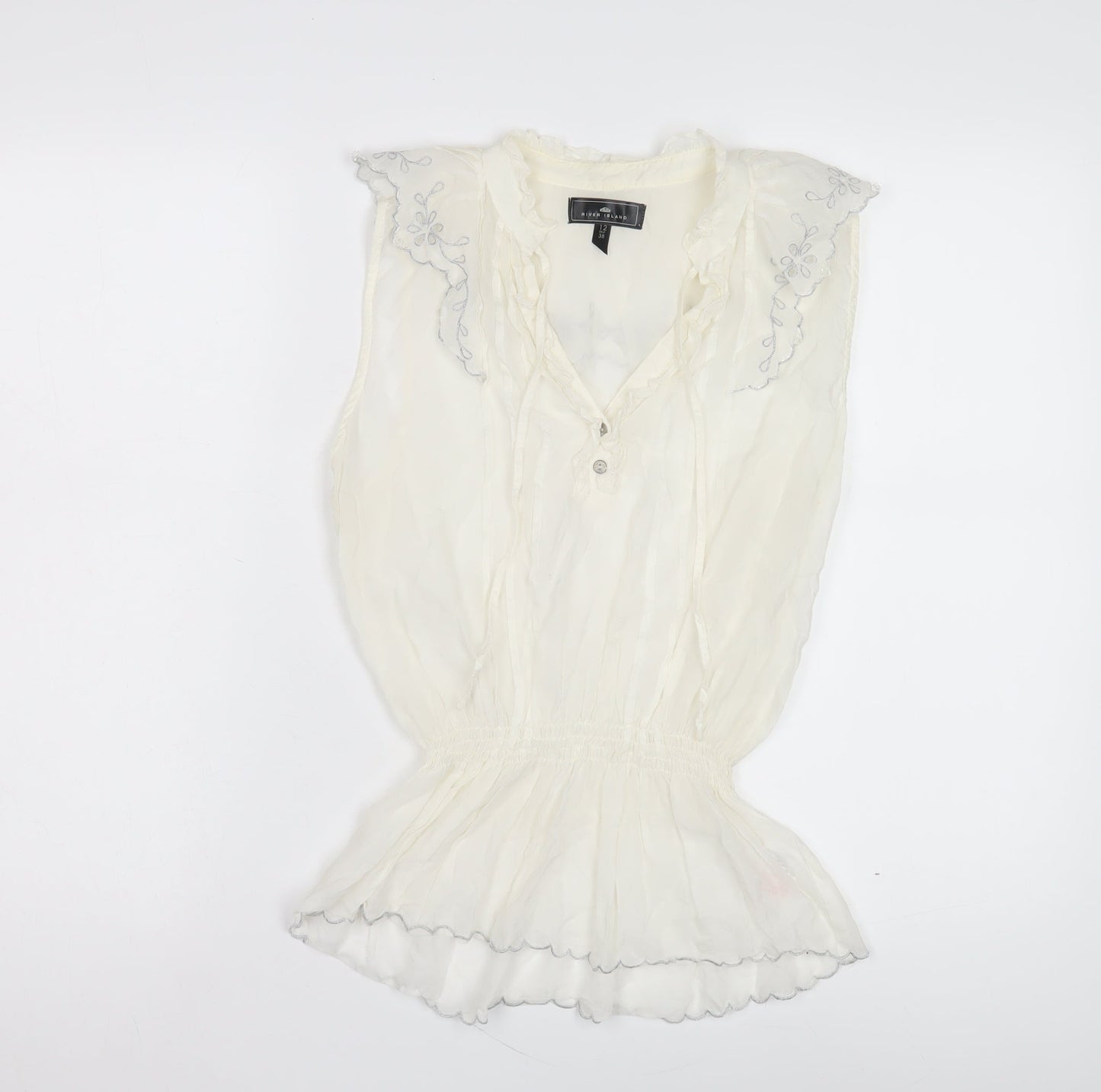 River Island Women's White Tunic Blouse Size 12