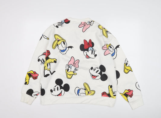 Disney Women's White Cartoon Pullover Sweatshirt Size S