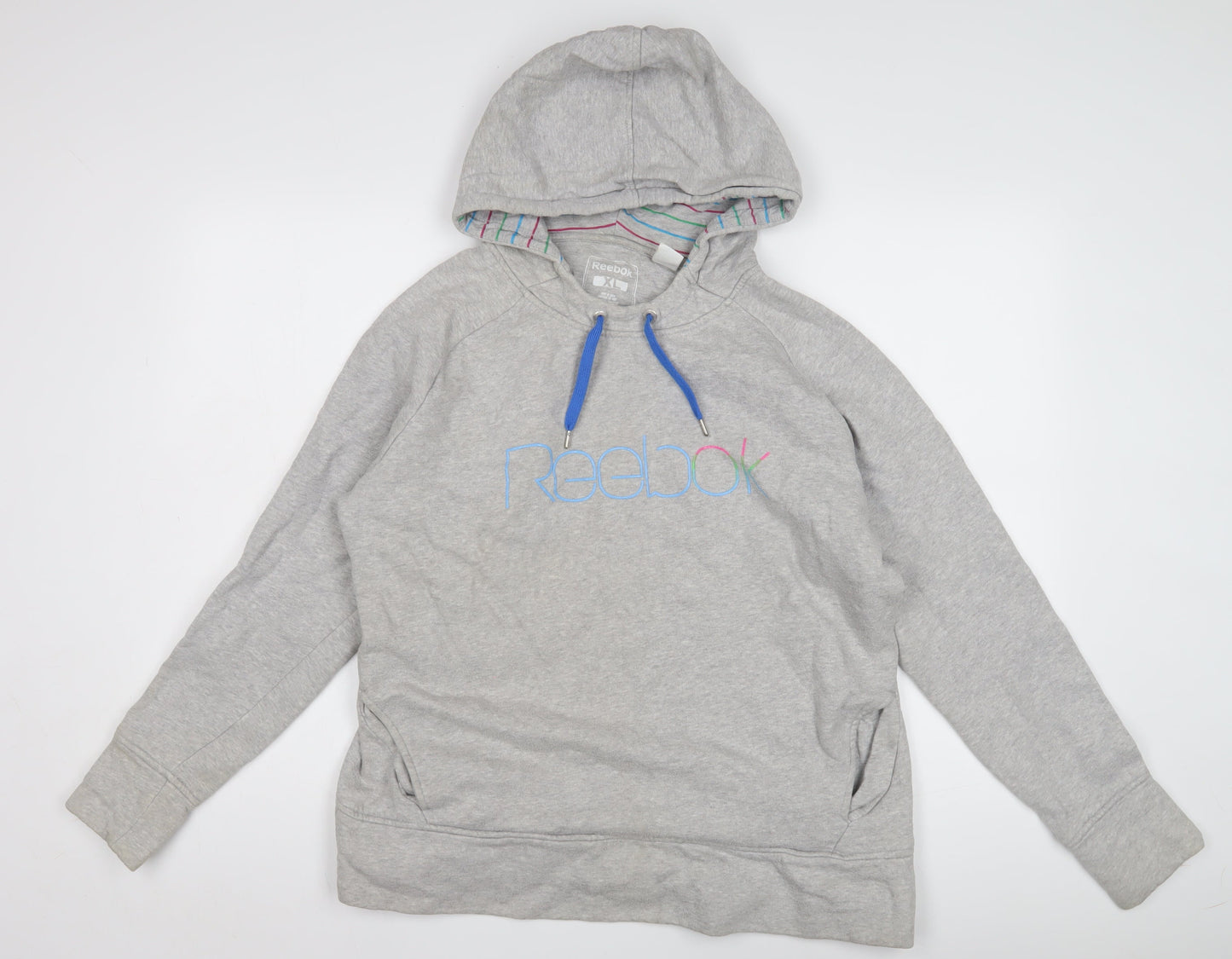 Reebok Unisex Grey Pullover Hoodie XL - Hooded, Logo, Fleece
