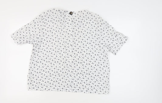 Marks and Spencer Women's White Floral Blouse Size 16