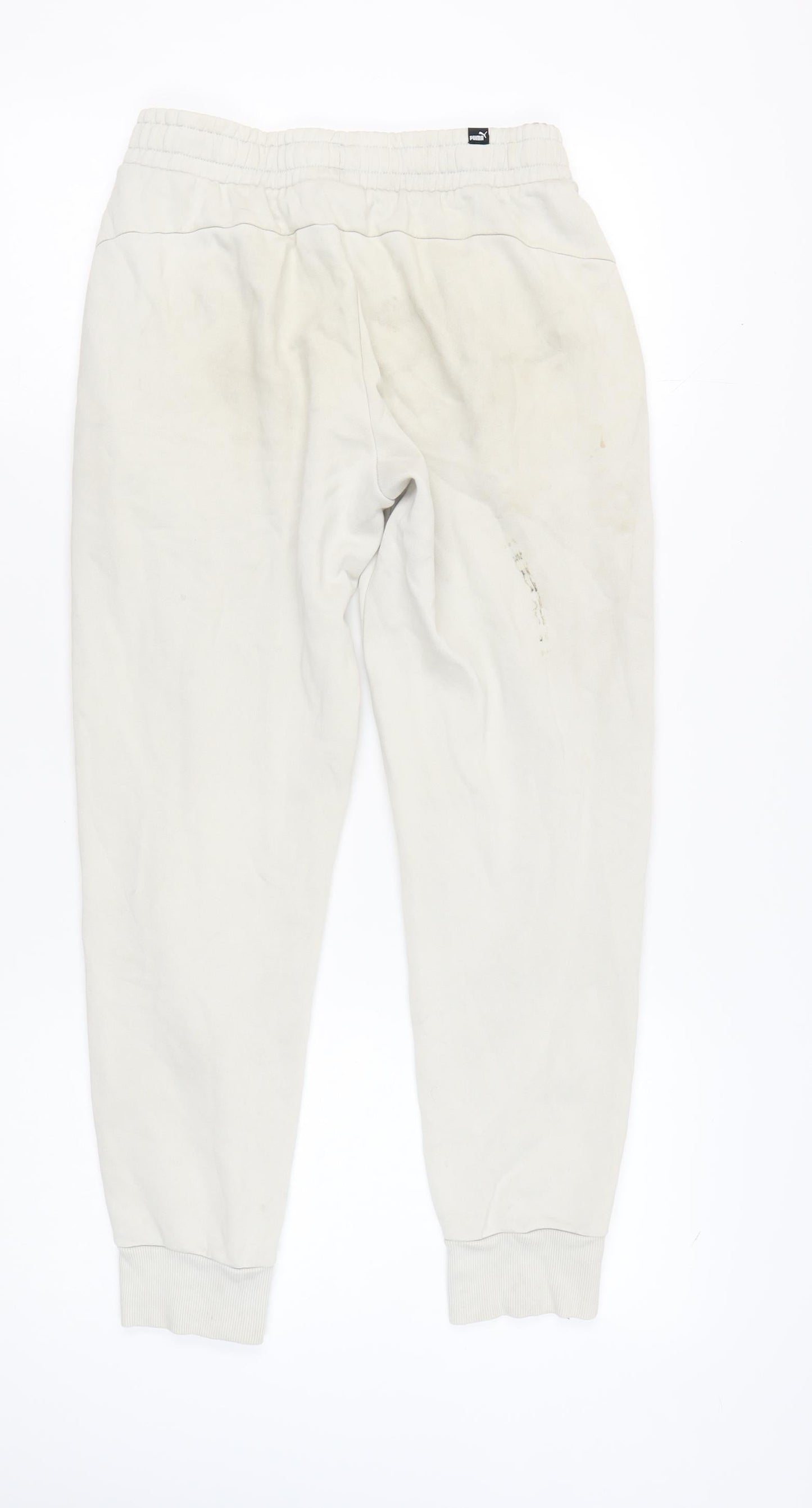 Puma Men's White Jogger Trousers S, Cotton Blend, Activewear