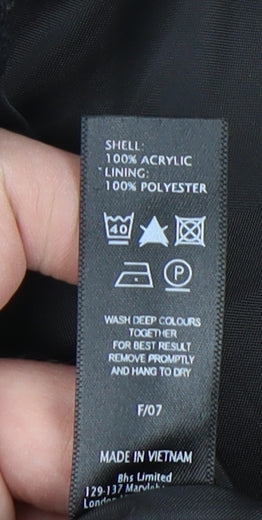 BHS Women's Black Check Blazer, Size 12, Cropped Style