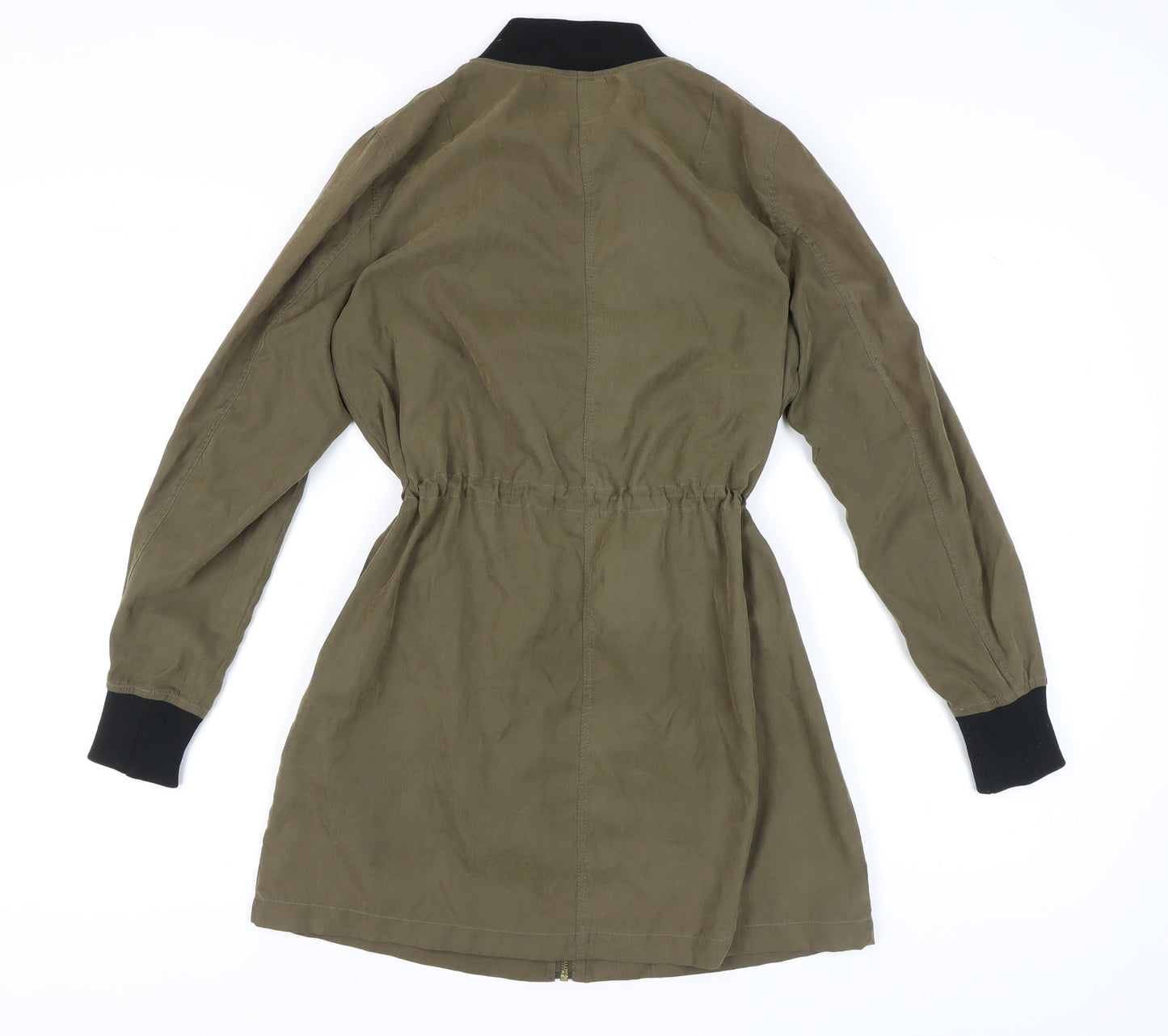 H&M Women's Green Bomber Jacket Size 12 Full Zip