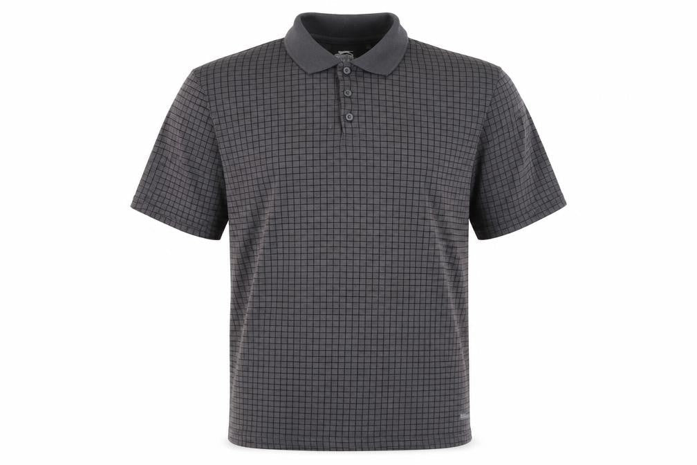 Slazenger Men's Black Check Polo Shirt - L