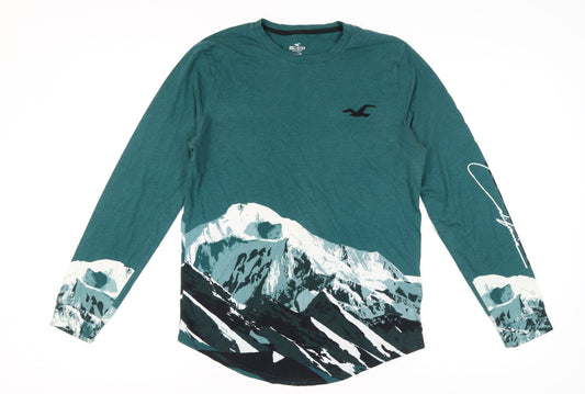 Hollister Unisex Green Graphic T-Shirt M