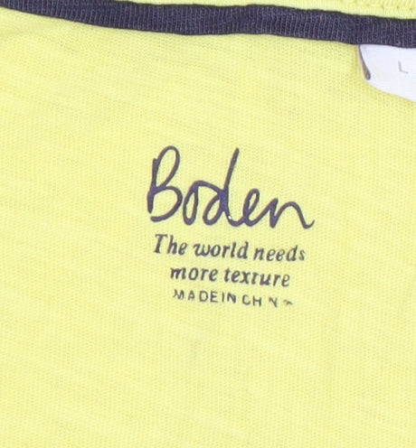 Boden Women's Yellow Collared Long Sleeve T-Shirt L