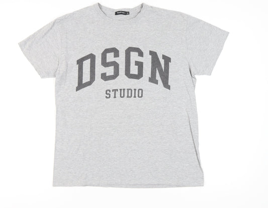 boohoo Men's Grey Graphic T-Shirt M