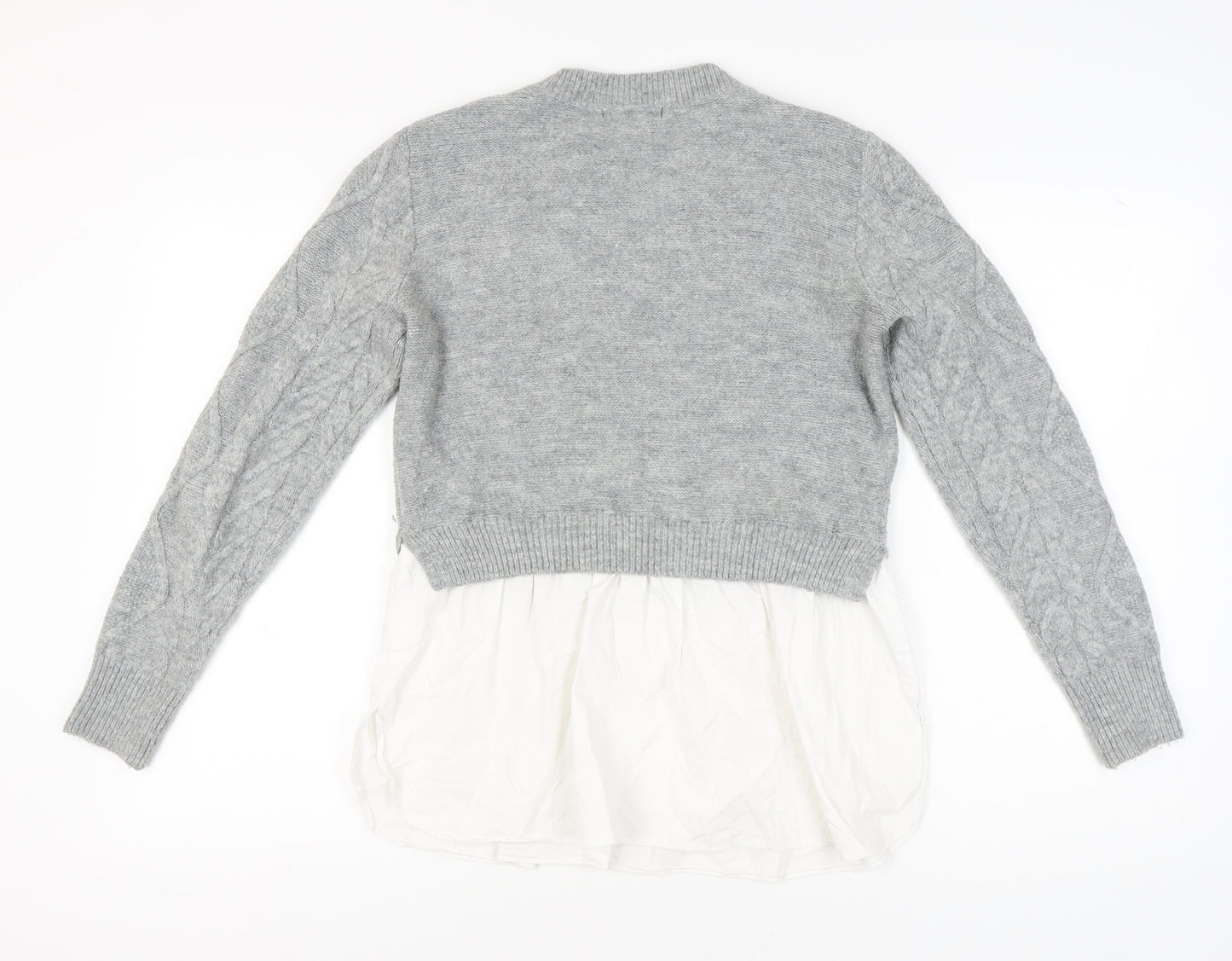 New Look Women's Grey Cable-Knit Pullover Jumper UK 12