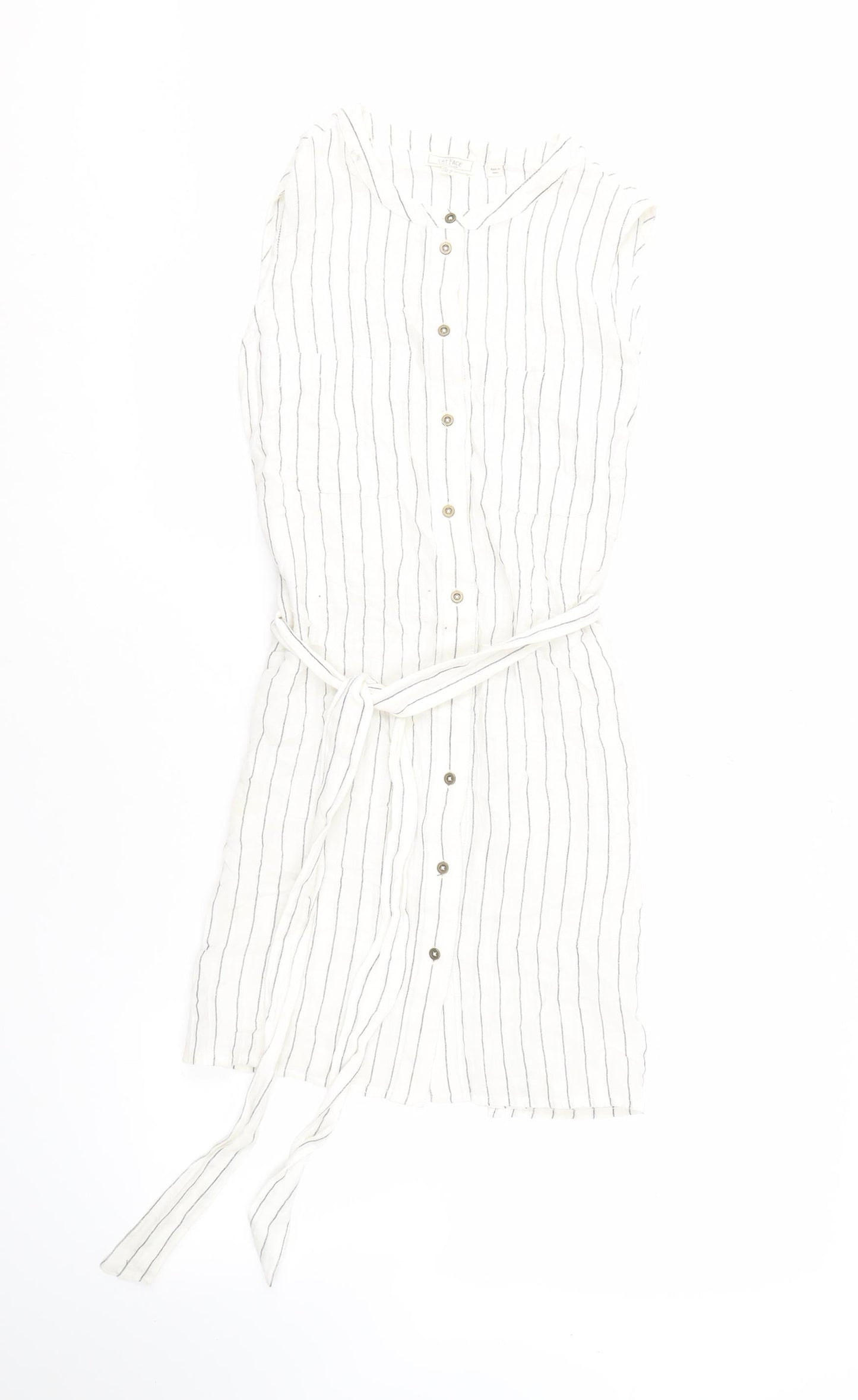 Fat Face Women's White Striped Button Dress Size 12