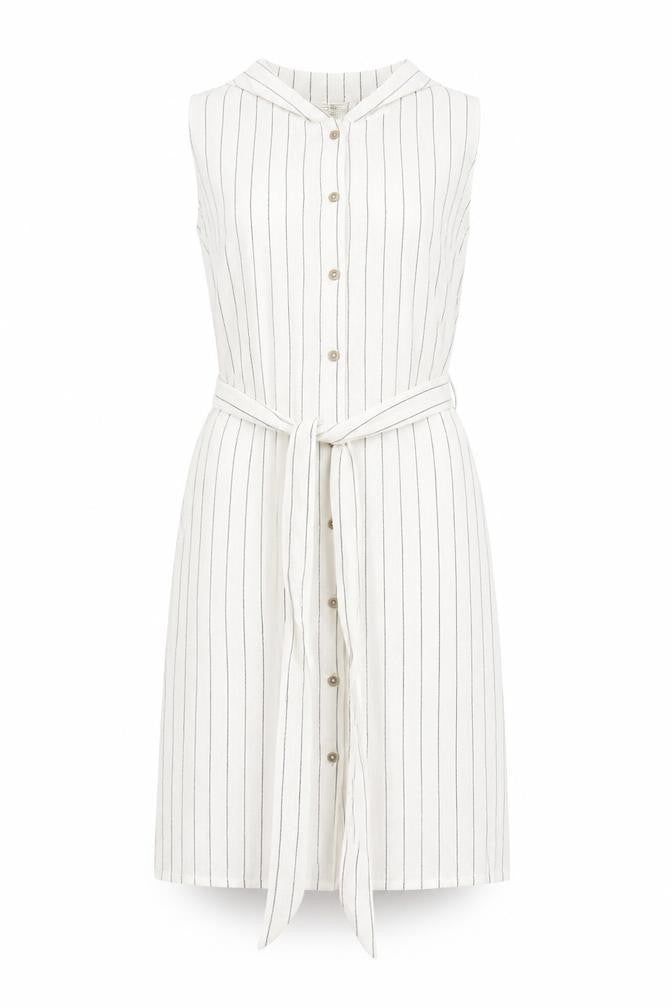 FatFace Women's White Striped Button Dress Size 12