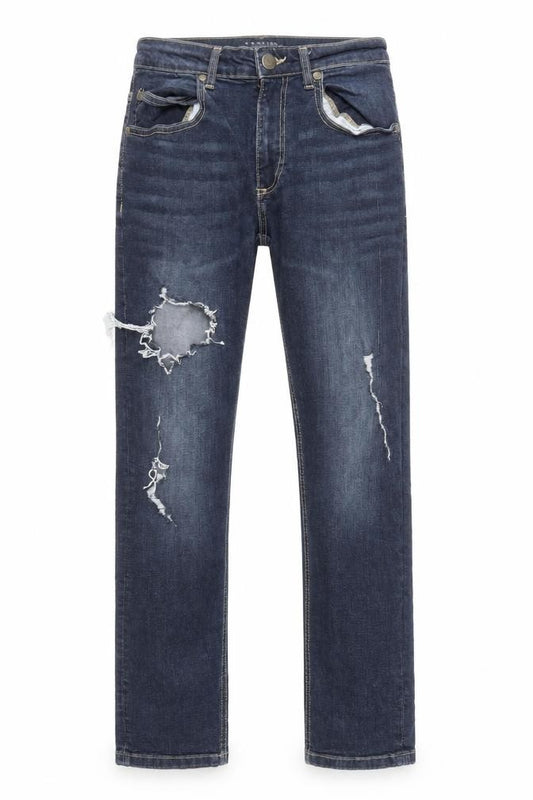 Cross Hatch Men's Blue Slim Fit Distressed Jeans 30W 30L