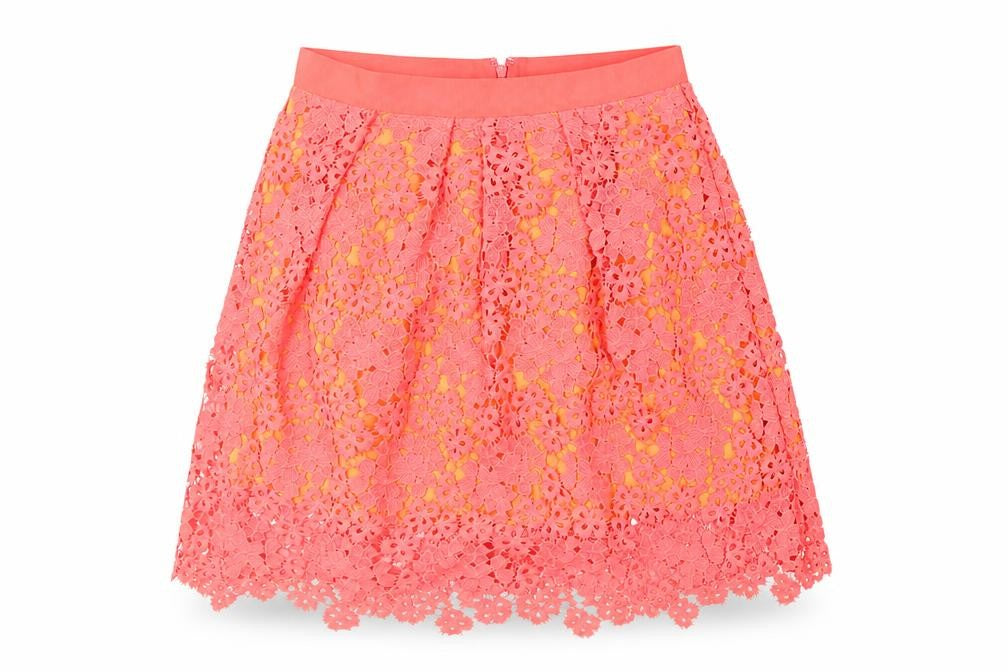 Whistles Women’s Orange Lace Pleated Skirt Size 12