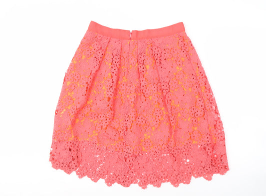 Whistles Women’s Orange Lace Pleated Skirt Size 12