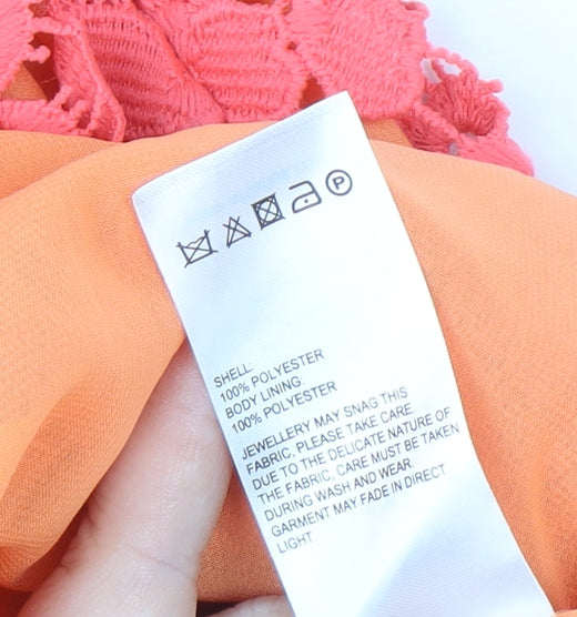 Whistles Women’s Orange Lace Pleated Skirt Size 12