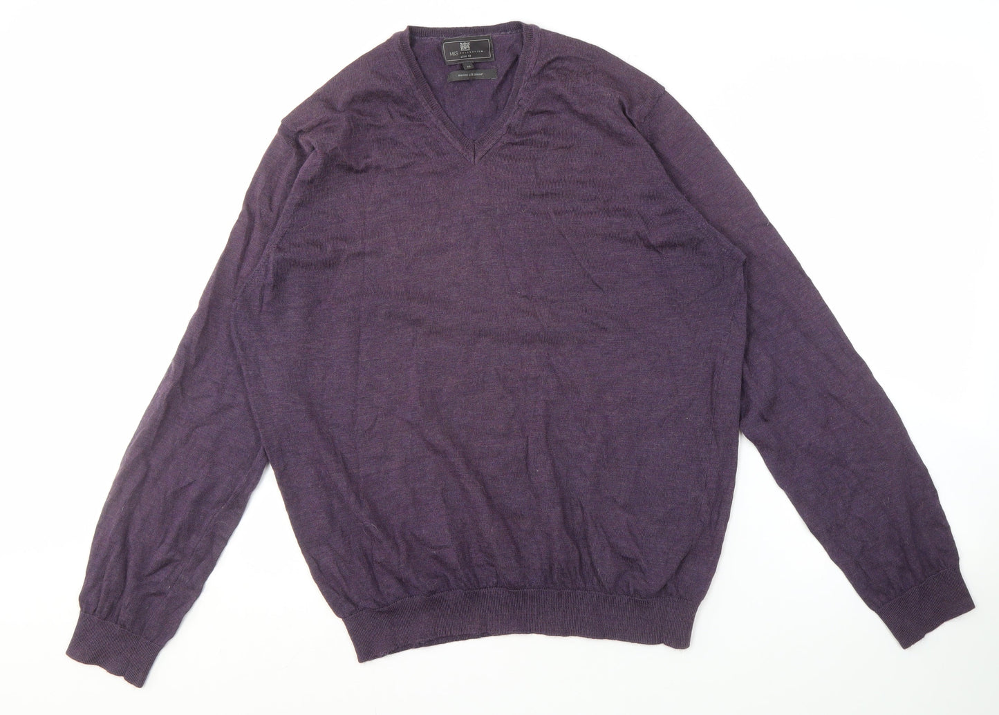 Marks and Spencer Men's Purple XL Slim Fit Pullover