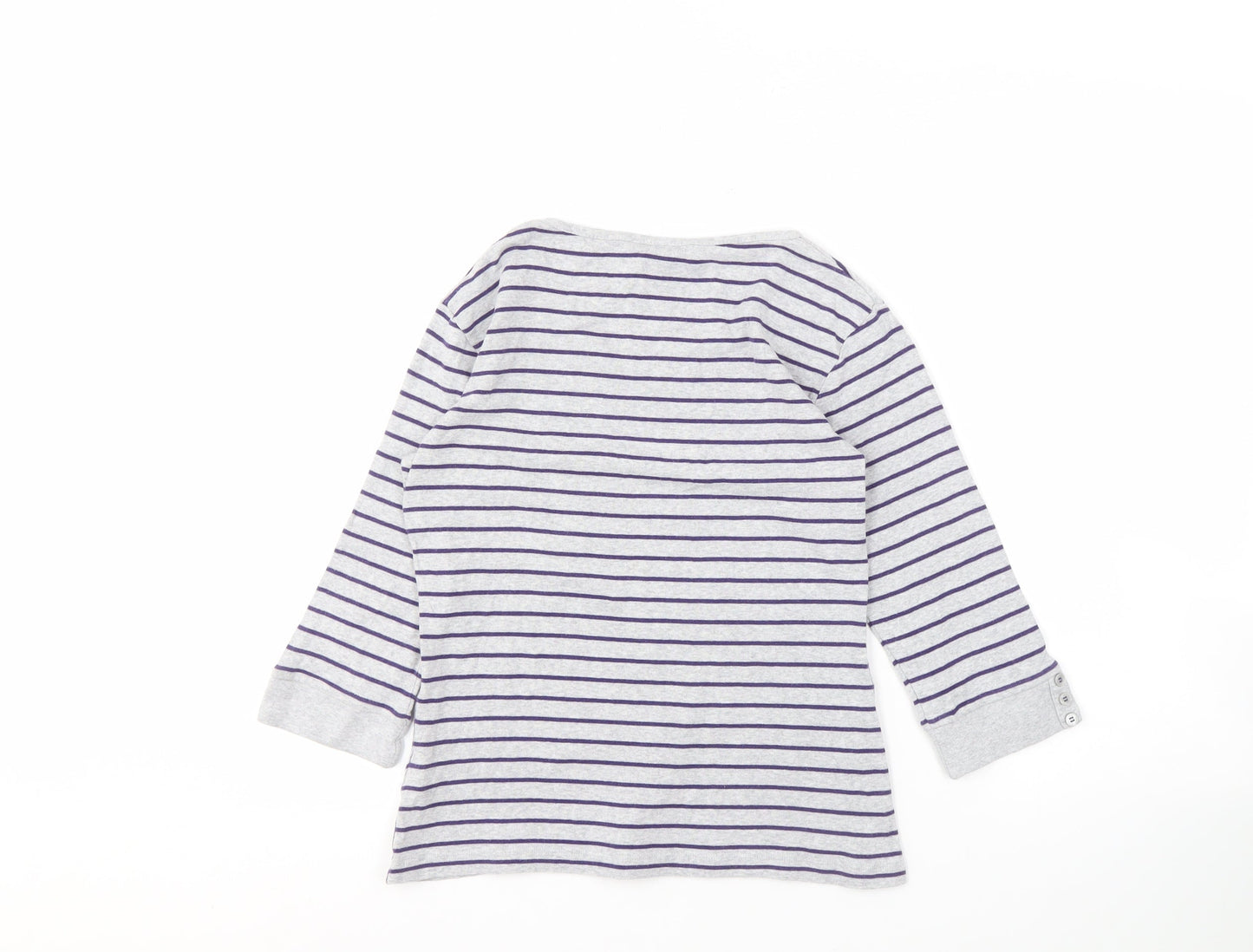 Marks and Spencer Women's Grey Striped T-Shirt Size 10