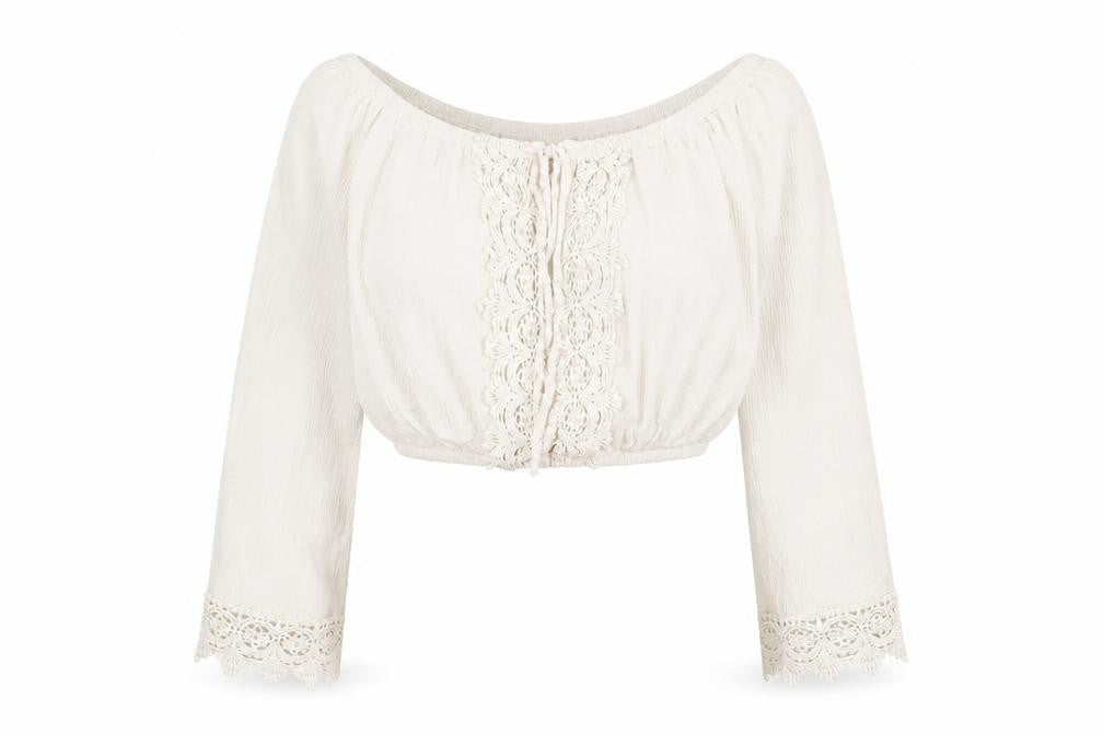 New Look Women's Ivory Cropped Off-Shoulder Blouse Size 12