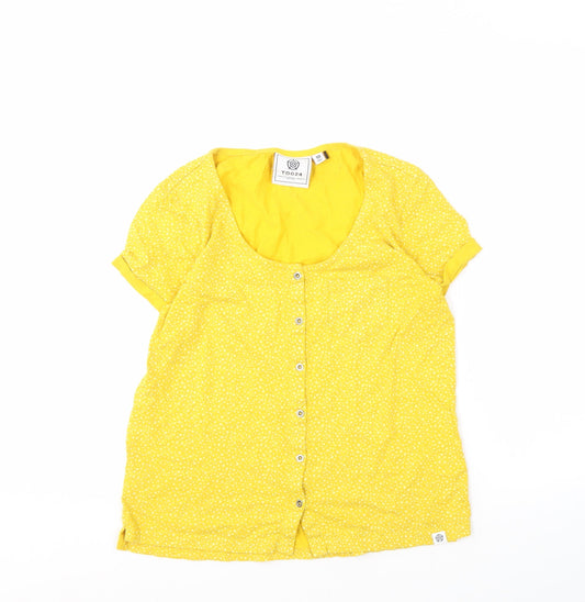 TOG24 Women's Yellow Polka Dot Button-Up Blouse
