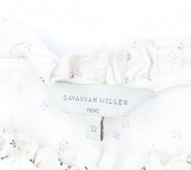 Savannah Miller Women's White Floral Blouse Size 22