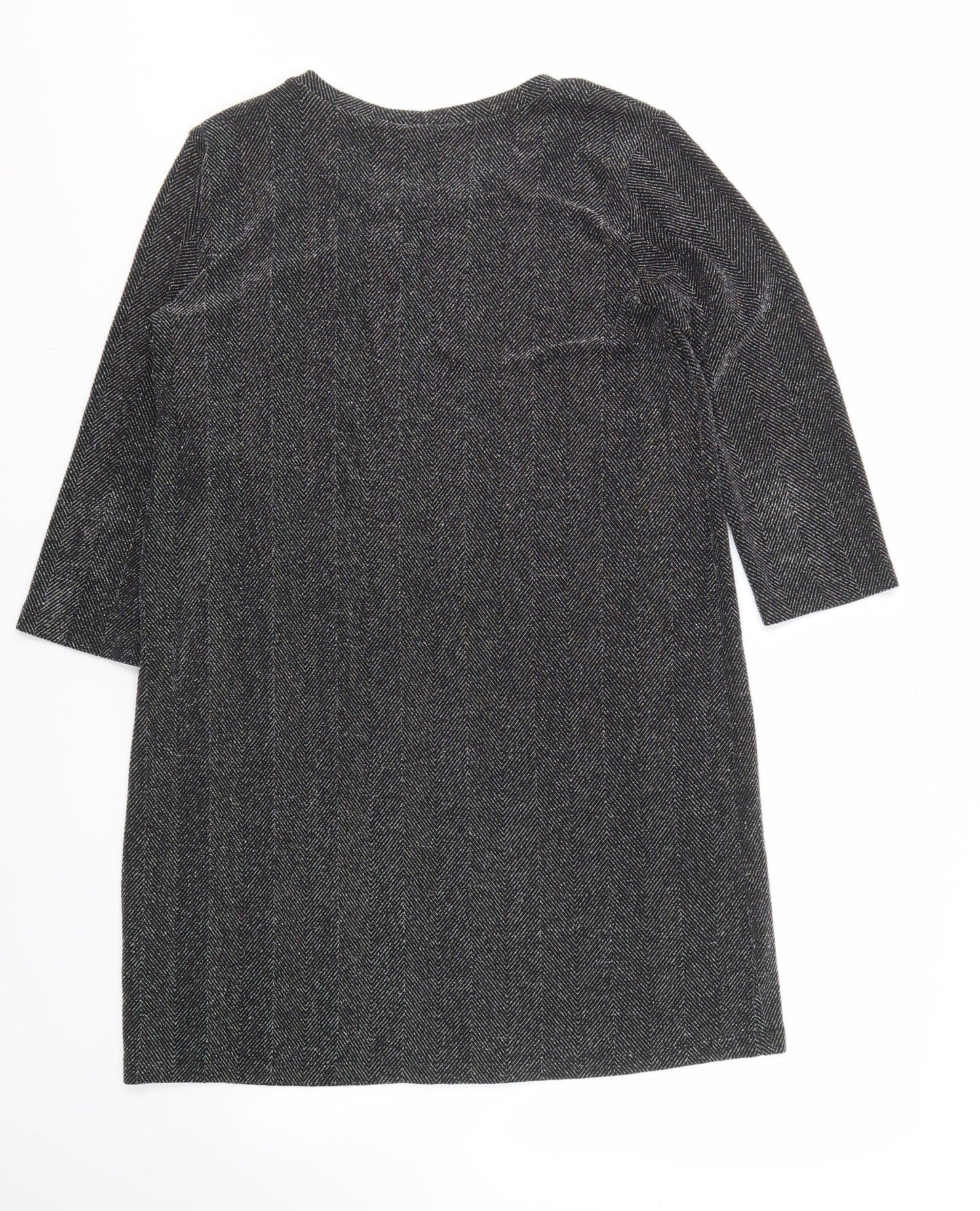Monki Women's Black Herringbone Dress, Size M